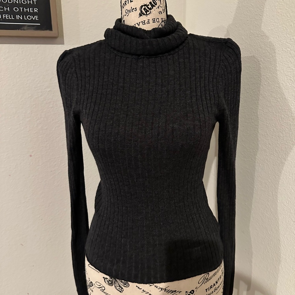 American Eagle Outfitters Black Ribbed Cowl Neck Sweater